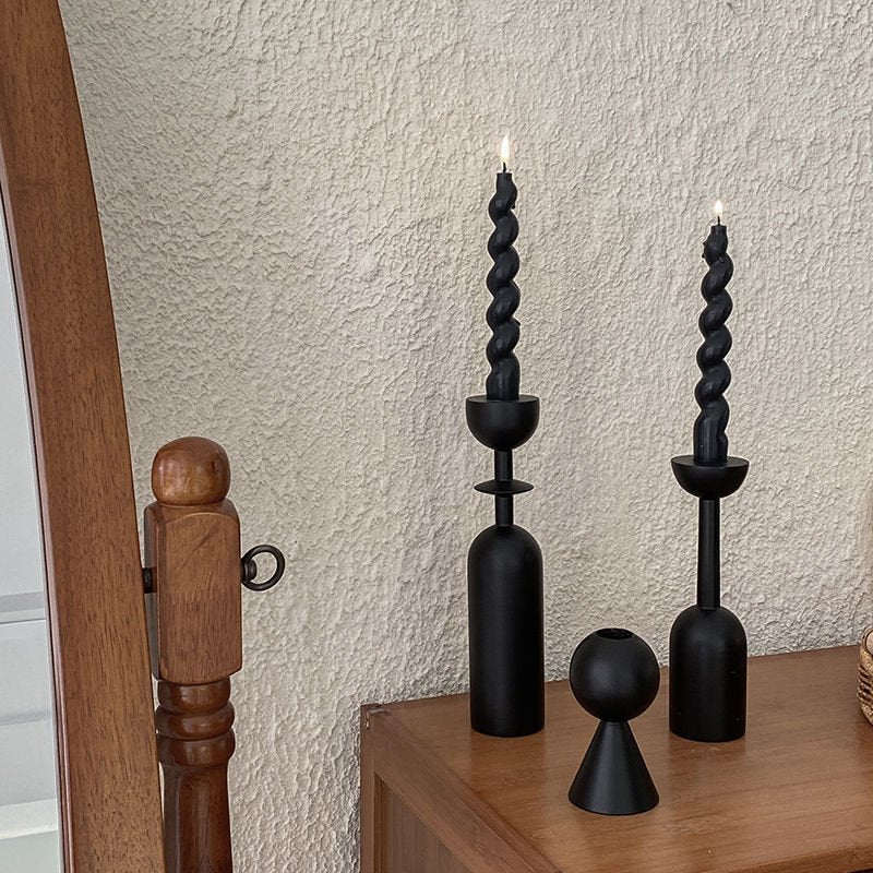 Black Wooden Candlestick Holders - The House Of BLOC