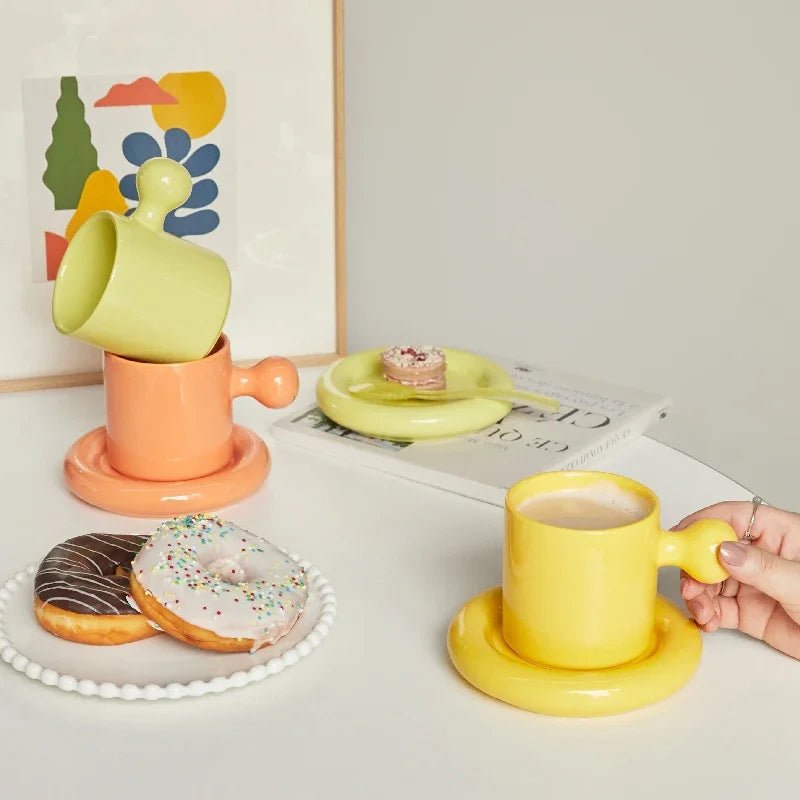 Bold Ceramic Coffee Mug & Saucer Set - The House Of BLOC