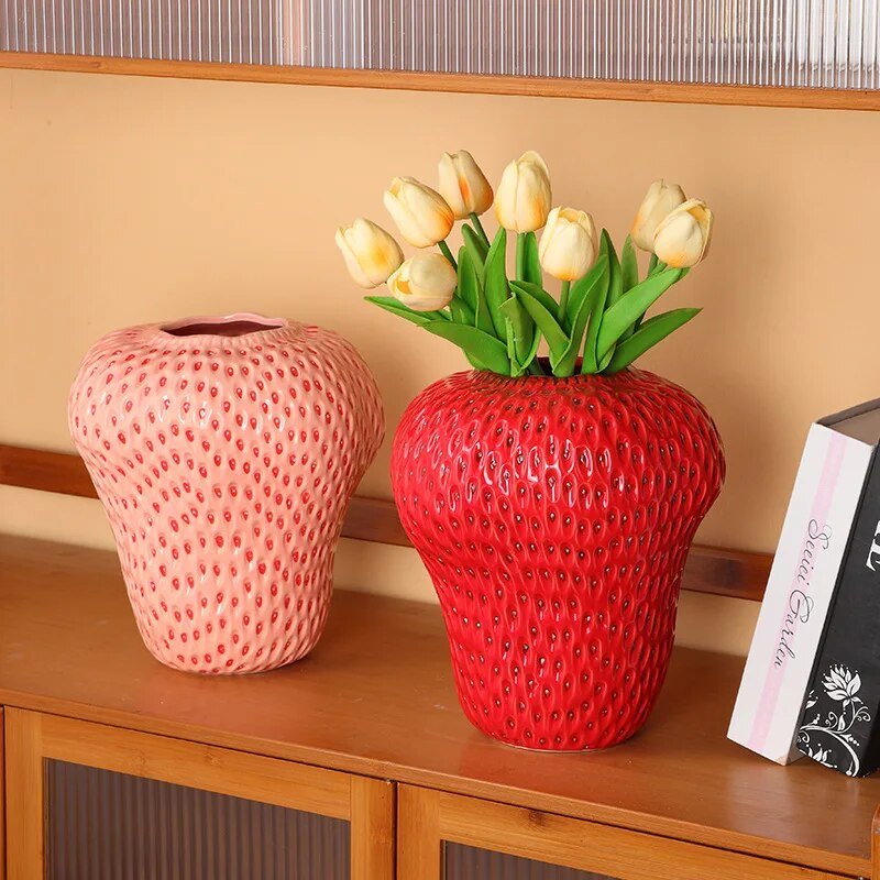 Cartoon Strawberry Ceramic Vase - The House Of BLOC