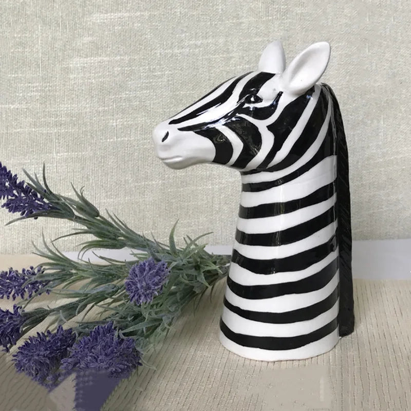 Ceramic Black and White Zebra Vase - The House Of BLOC