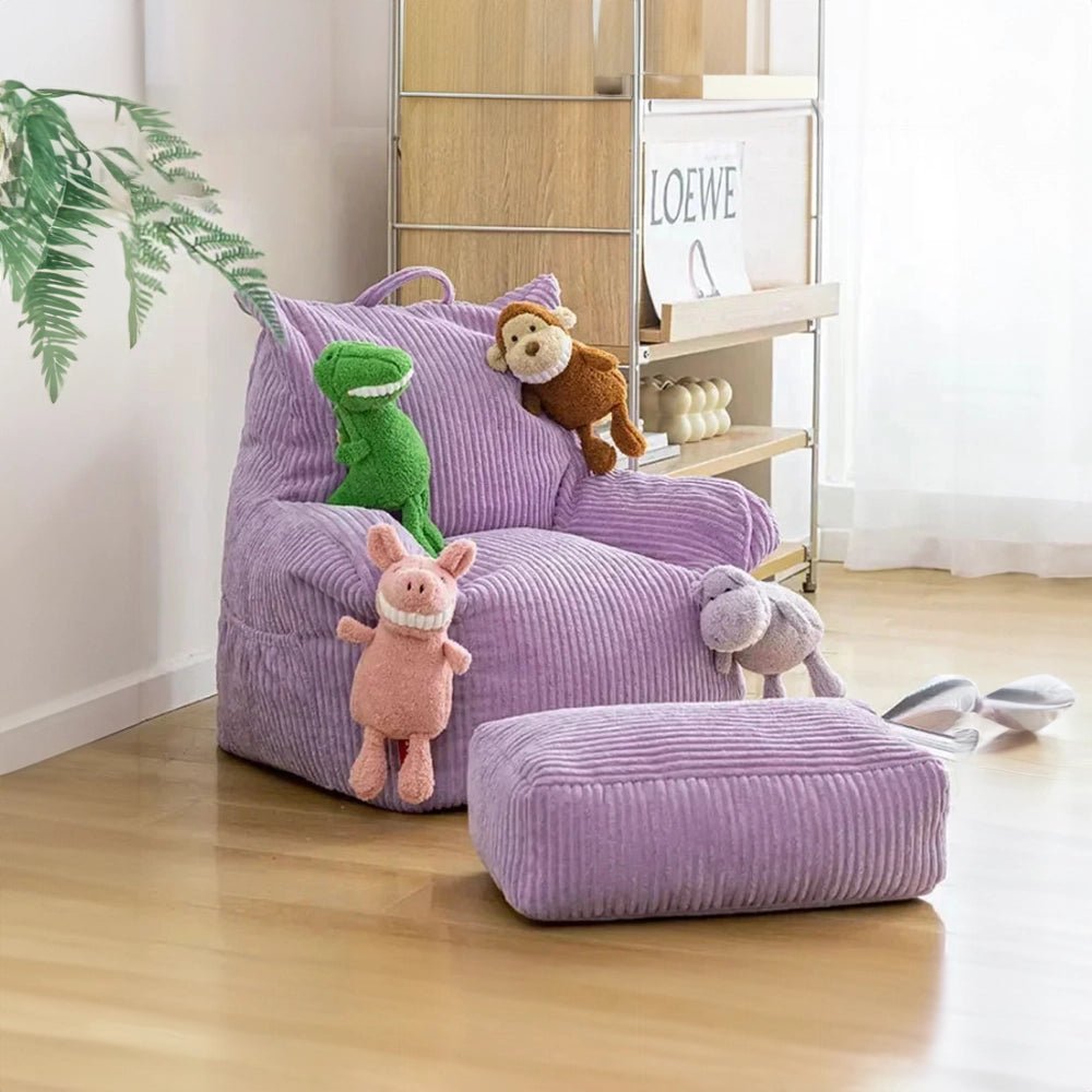 Children's Small Lazy Bean Bag Chair With Footrest - The House Of BLOC