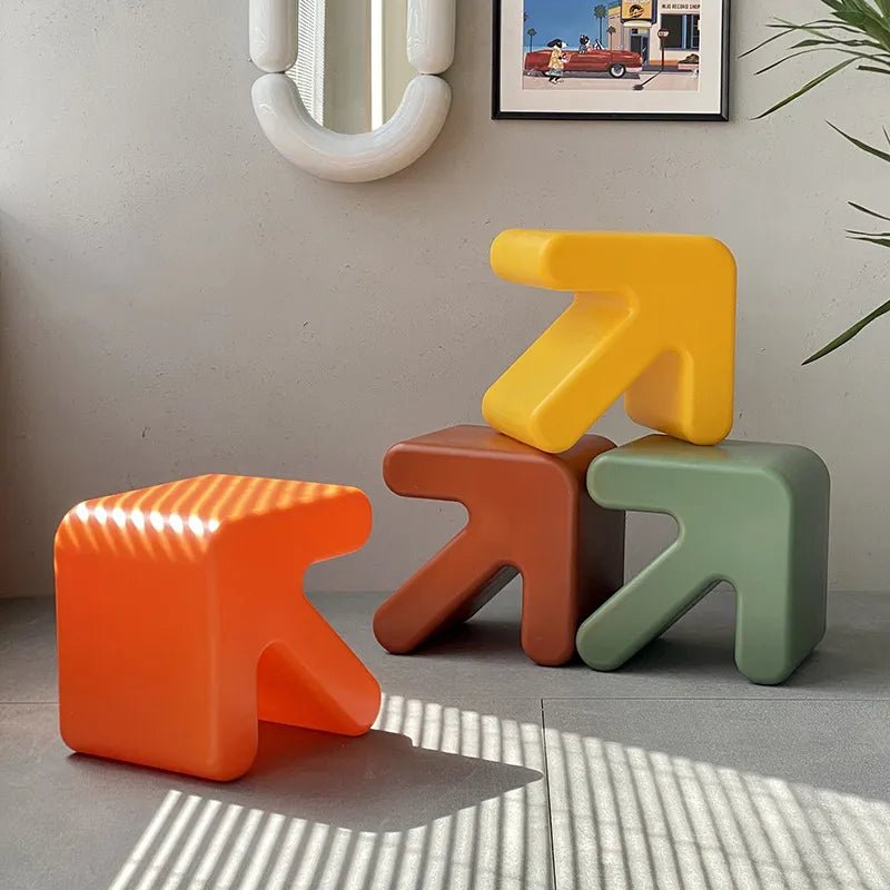 Colourful Thickened Plastic Arrow Shape Stool - The House Of BLOC