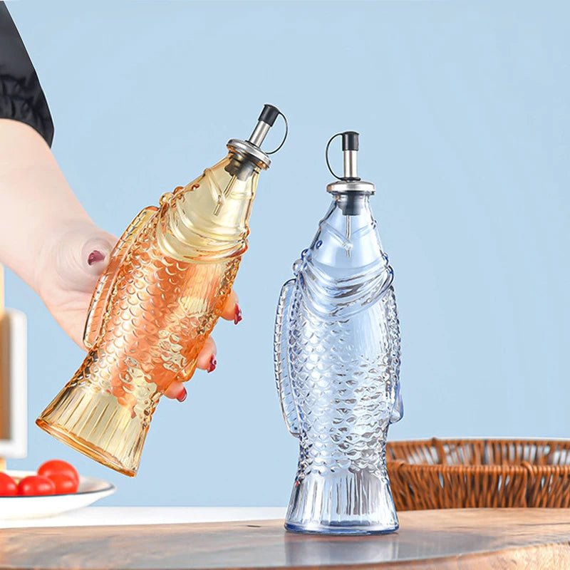 Fish Shape Glass Oil Bottle - The House Of BLOC