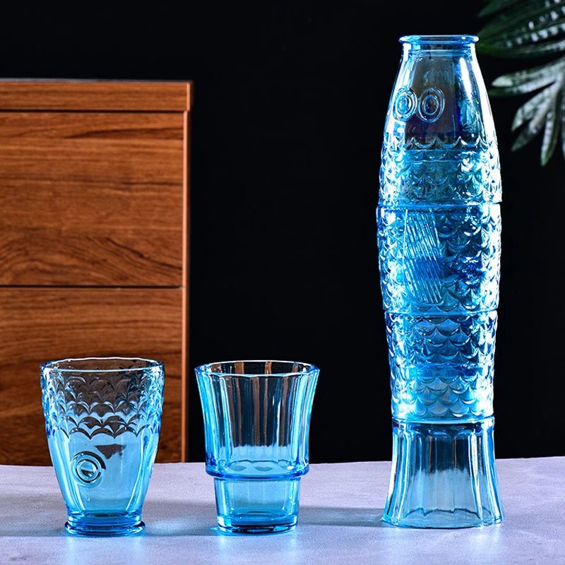 Four Piece Embossed Koi Stackable Glasses Set - The House Of BLOC