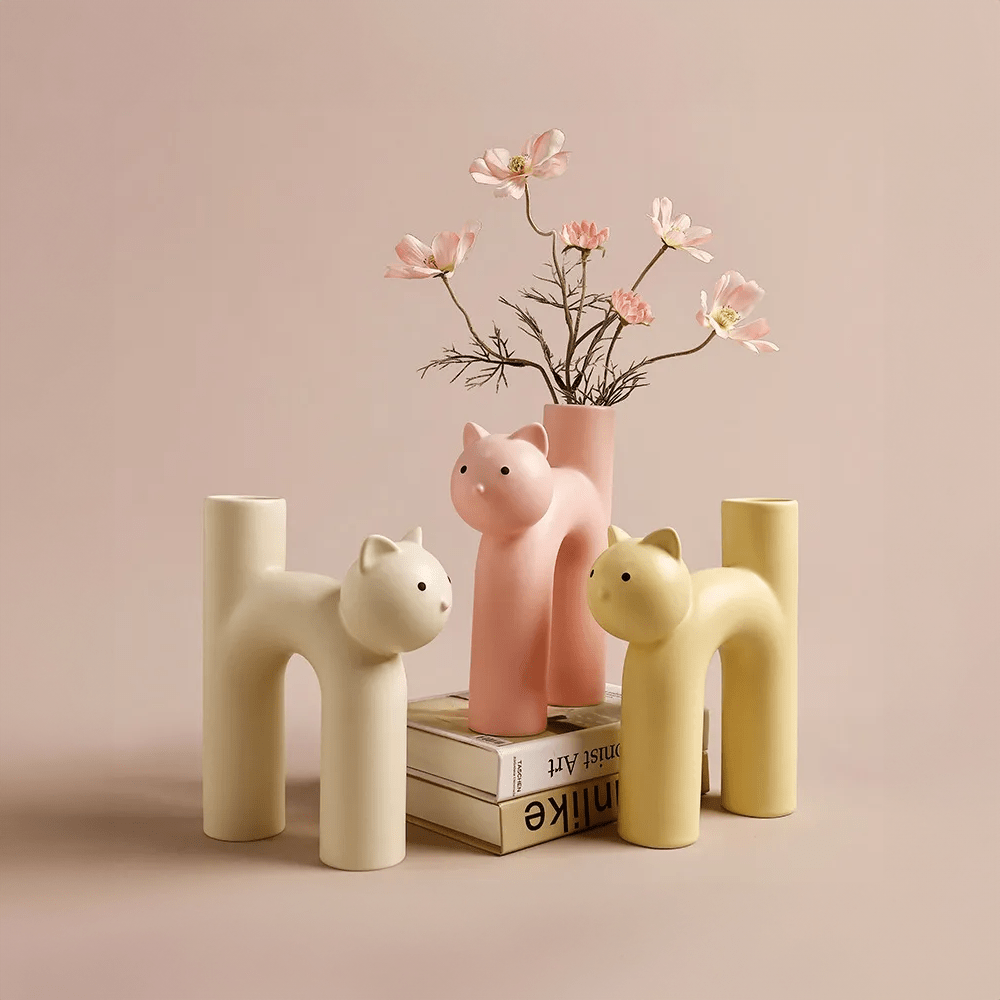 H-Shaped Cat Vase Decoration - The House Of BLOC