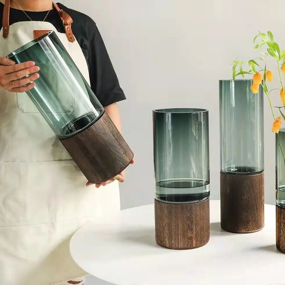 Hydroponic Wood & Glass Vase - The House Of BLOC