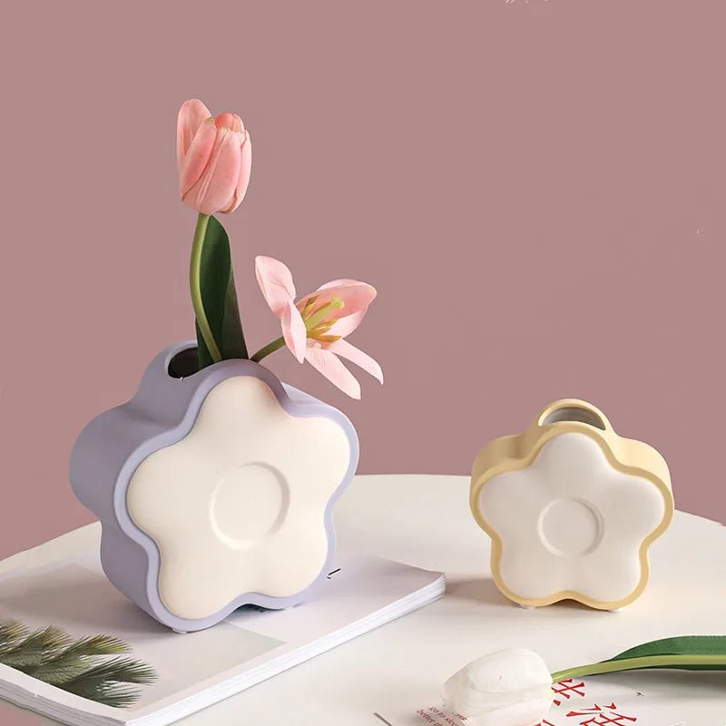 Pastel Coloured Flower Shape Ceramic Vase - The House Of BLOC