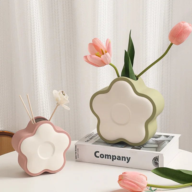 Pastel Coloured Flower Shape Ceramic Vase - The House Of BLOC