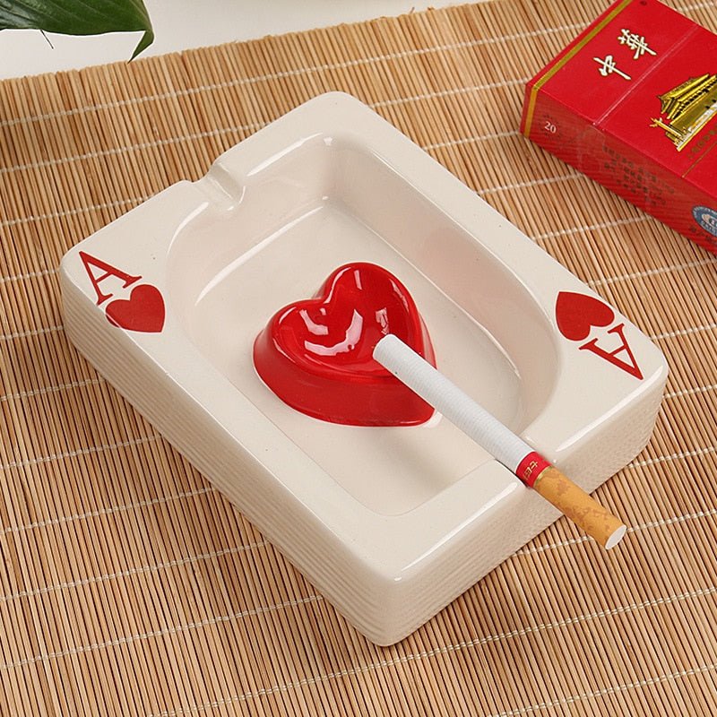 Poker Red Heart Ceramic Ashtray - The House Of BLOC