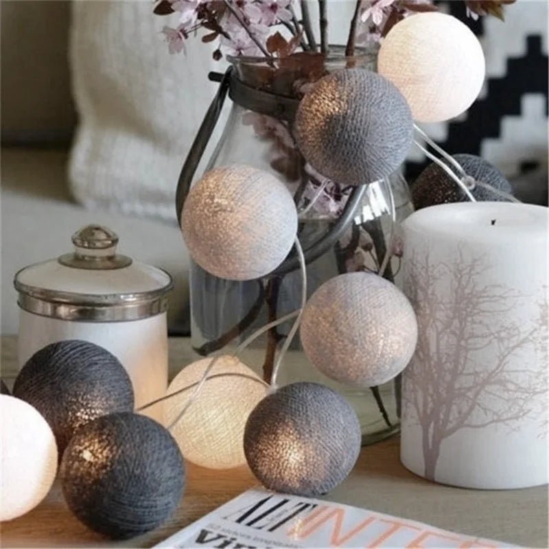 Pretty Pastel Cotton Ball Fairy Lights Garland - The House Of BLOC