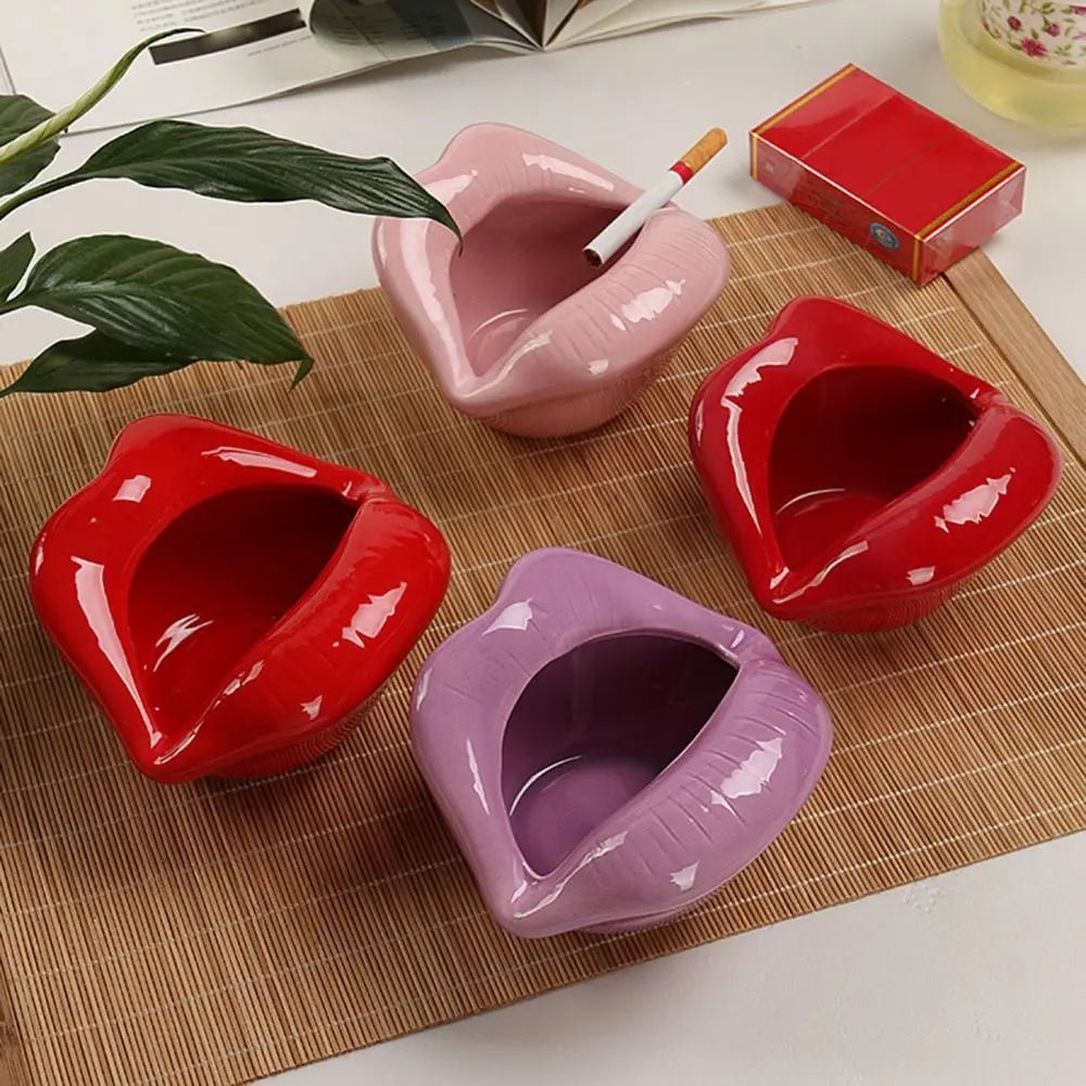 Quirky Cartoon Lips Ceramic Ashtray - The House Of BLOC