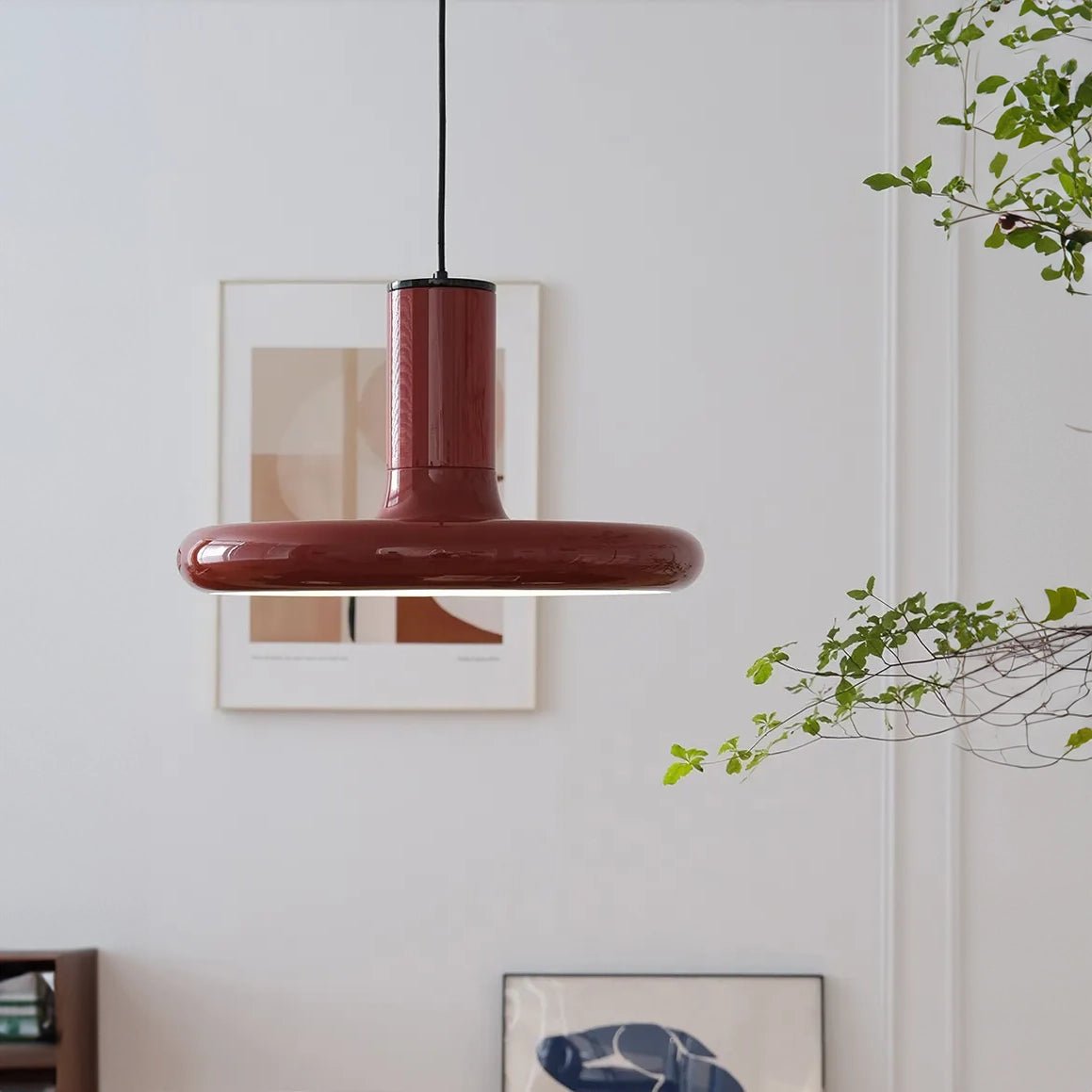 Retro Style Dark Red Saucer Pendant Light - The House Of BLOC