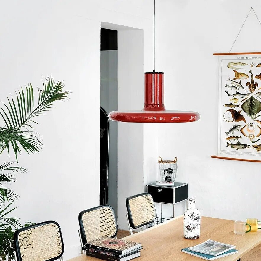 Retro Style Dark Red Saucer Pendant Light - The House Of BLOC