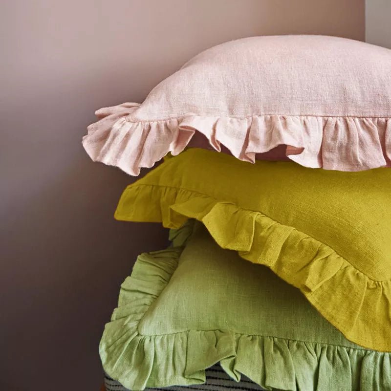 Soft Linen Ruffle Cushion Cover - The House Of BLOC