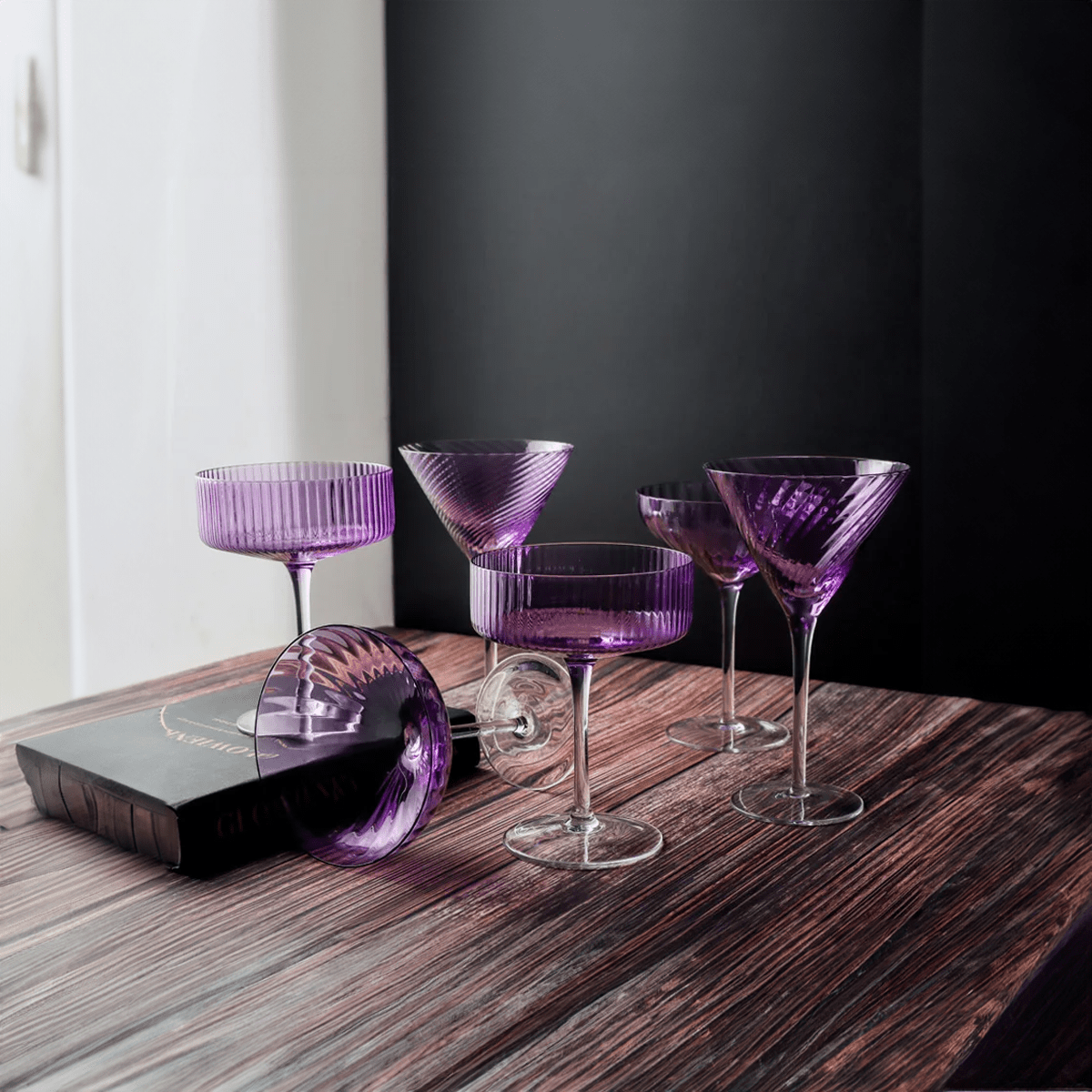 Vertical Ribbed Pattern Purple Glass - The House Of BLOC