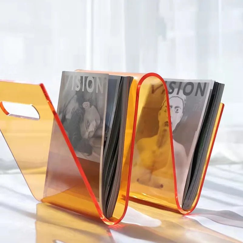 'W' Shape Wavey Acrylic Magazine Stand - The House Of BLOC