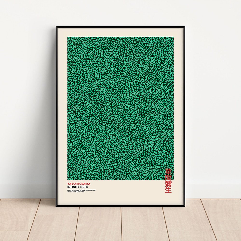 Yayoi Kusama Abstract Line Dots Canvas Poster - The House Of BLOC